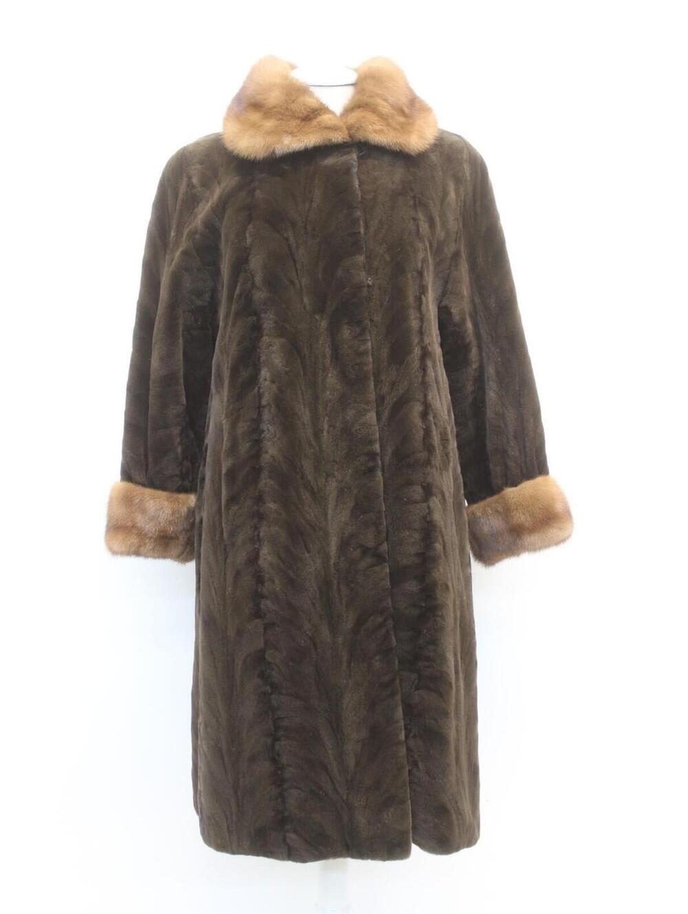 EXCELLENT SHEARED DARK RANCH & DEMIBUFF MINK FUR COAT JACKET WOMEN WOMAN S 4-6 S